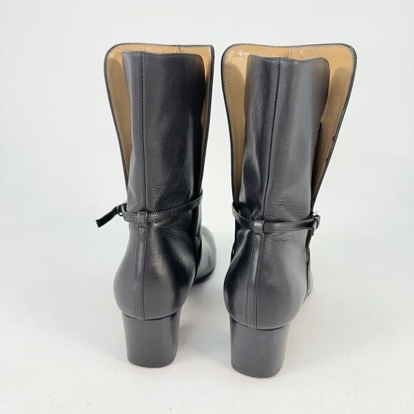 BALLY Size EU 37.5 / US 7 FALTA Black Leather High Ankle Boots Block Heal - Picture 5 of 10